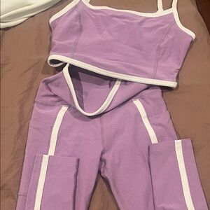 Lilac Two-Piece Active Set with White Trim BEYOND YOGA